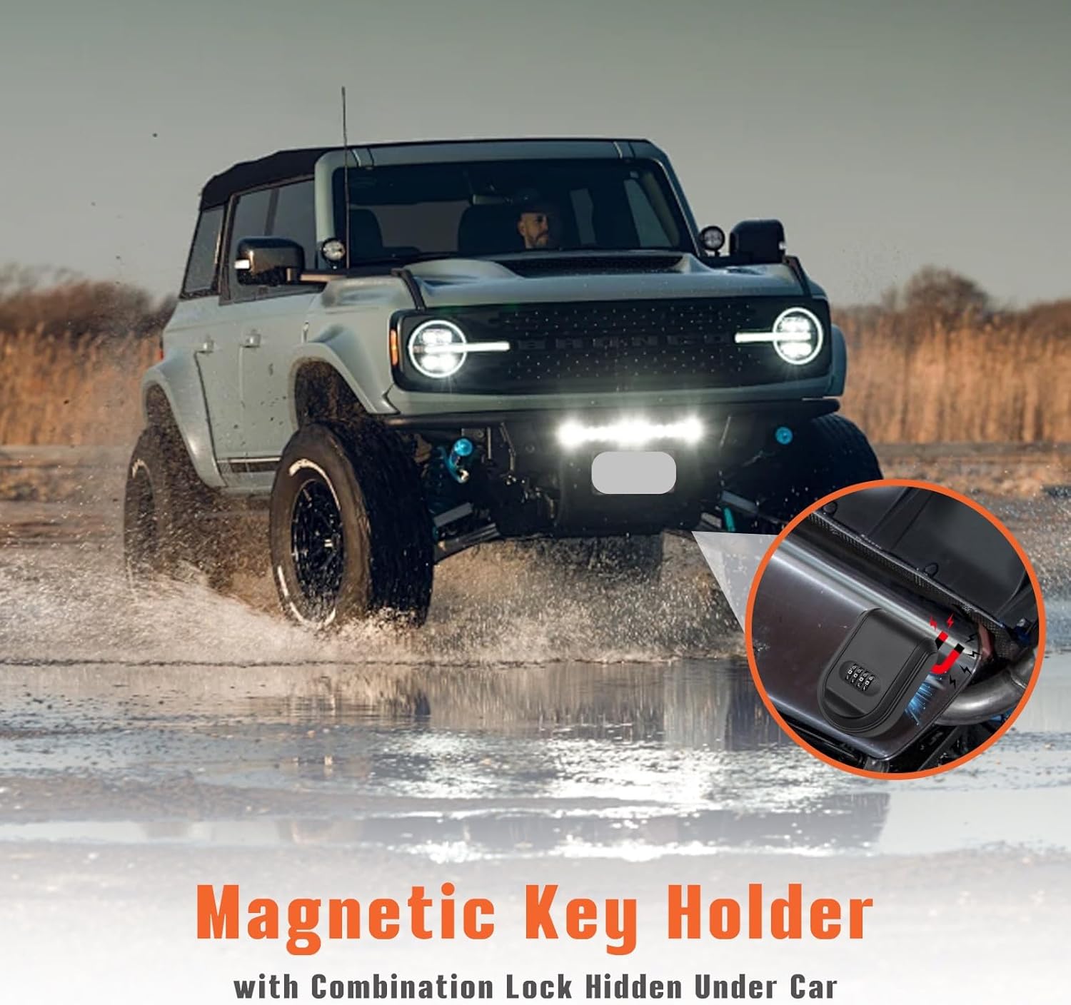 Magnetic Key Lock Box, Key Holder with Combination Lock Under Car, Magnet Hide a Key Box for Spare Key Storage Outdoor, Indoors